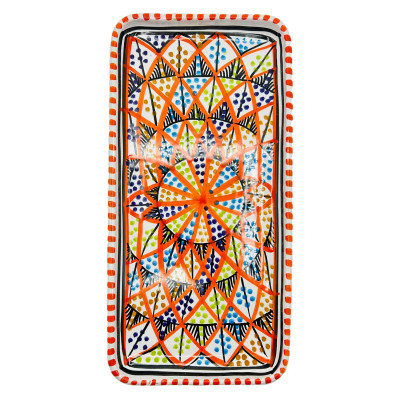 Vassoio Rettangolare Tunisino Ceramica Dipinta 33x15 cm 1301251501