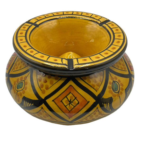 Posacenere Marocchino in Terracotta Dipinto a Mano da Artigiani di Safi Anti Odore e Artigianale Diam. 20 Cm 2911241507