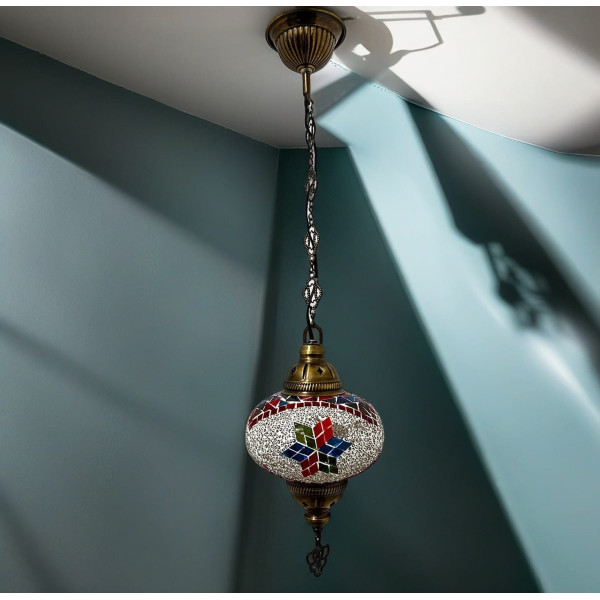Lampadario a Mosaico in Vetro Fatto a Mano – Illuminazione Turca Stile Mediterraneo 2801251217