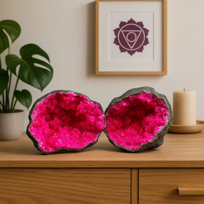Geode Rosa Fucsia Naturale – Minerale Colorato 13-16 cm