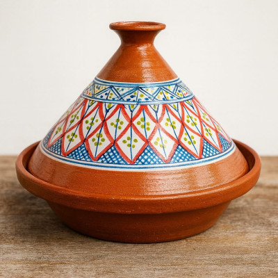 Tajine de terracota, plato...