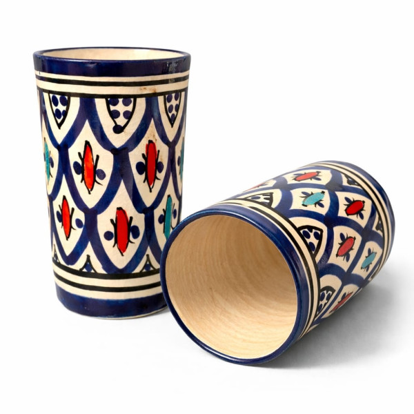 copy of Set 6 Bicchieri Ceramica Marocchina Dipinti a Mano Artigianali Orientali h.11cm Ø7cm Decorazione Casa 1812251200