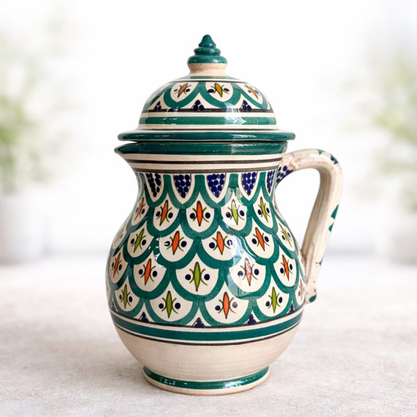 Brocca in Ceramica Marocchina Dipinta a Mano con Tappo da 1 Litro 3012251401