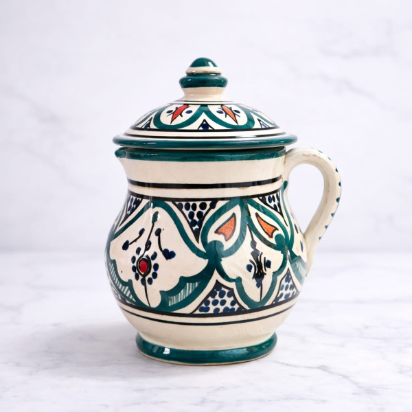 copy of Handbemalter marokkanischer Keramikkrug mit Deckel 1 Liter 2011242003