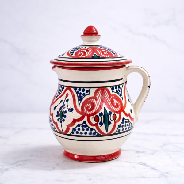 copy of Handbemalter marokkanischer Keramikkrug mit Deckel 1 Liter 2011242003