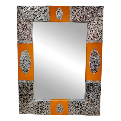 Specchio Artigianale Etnico Marocchino in Legno e Metallo 1907241400