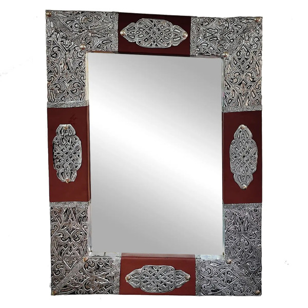 Moroccan Ethnic Handcrafted Mirror in Wood and Metal 53x40 cm - Refinement and Style 1907241414