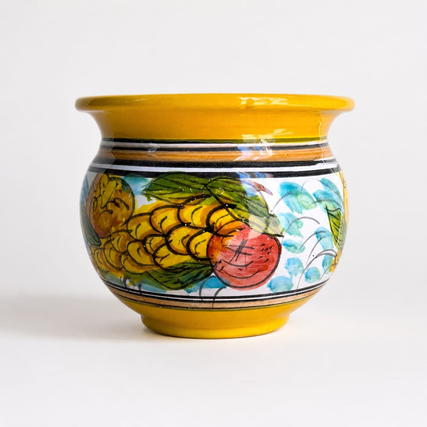 Vaso Cachepot Diametro 20cm in Ceramica Stile Caltagirone Decorato a Mano – 2407250904